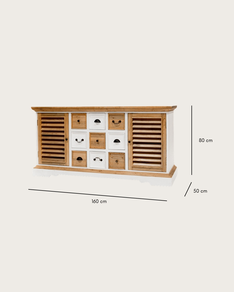 Inda - Large bathroom vanity in solid white and natural wood