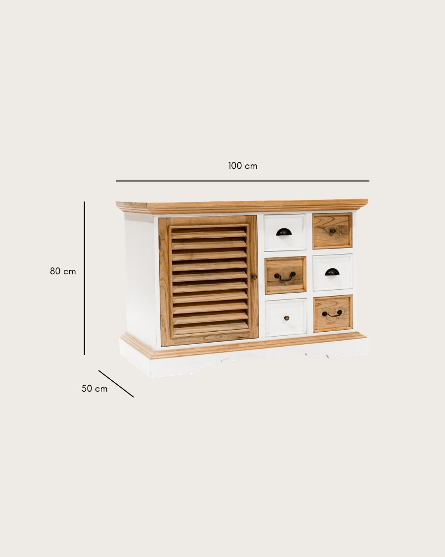 Inda - Muebles de baño en madera maciza blanca y natural.