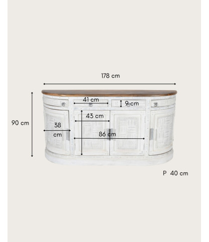 Argo - Enfilade aus massivem Mangoholz in Weiß