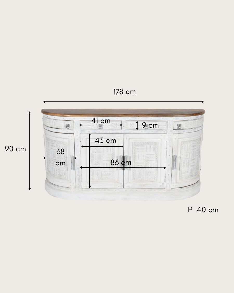 Argo - Credenza in legno massello di mango bianco