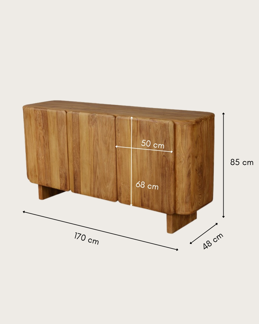 Cahya - Laag dressoir van massief gerecycled teakhout, 170 cm