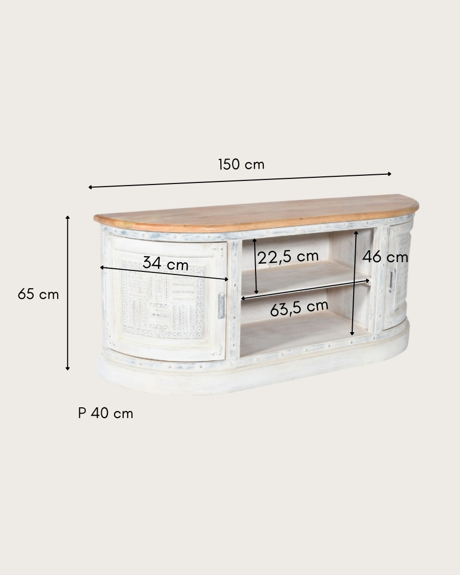 Argo - 150 cm massief gesneden tv-standaard van mangohout