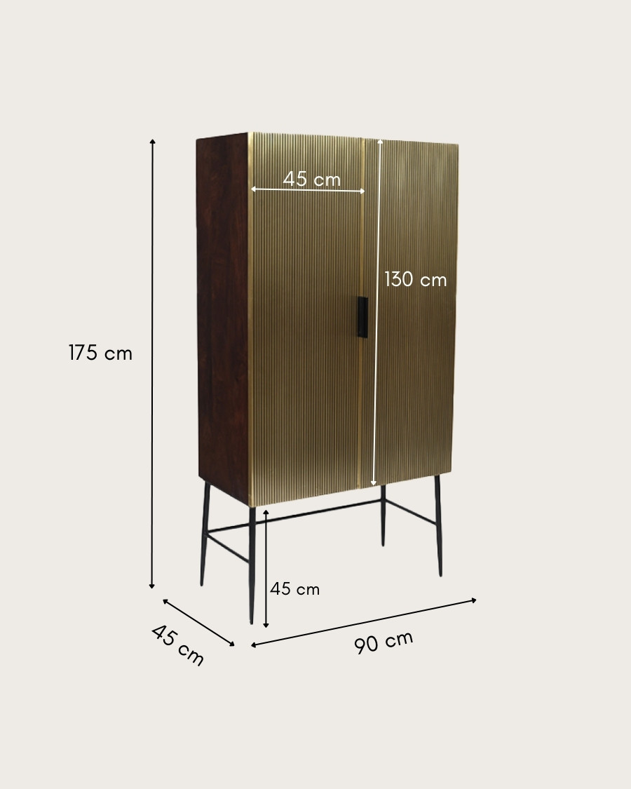 Moon - Mueble bar acabado latón envejecido