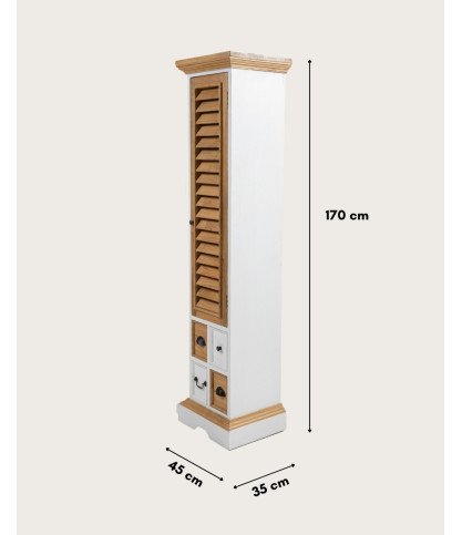 Inda - Columna de baño de madera maciza blanca y natural