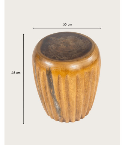 Cannelé - Mesa Auxiliar / Taburete de Madera Maciza de Teca