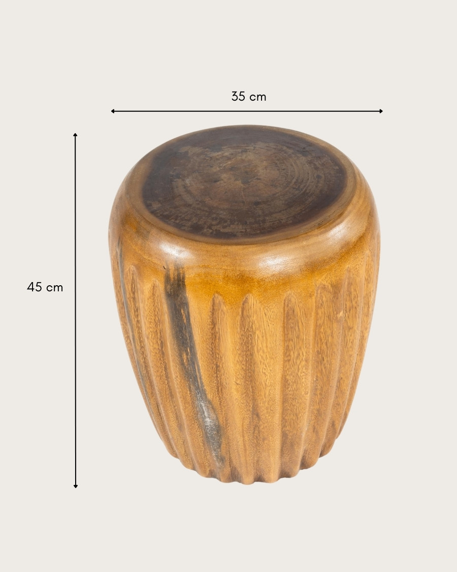 Cannelé - Mesa Auxiliar / Taburete de Madera Maciza de Teca