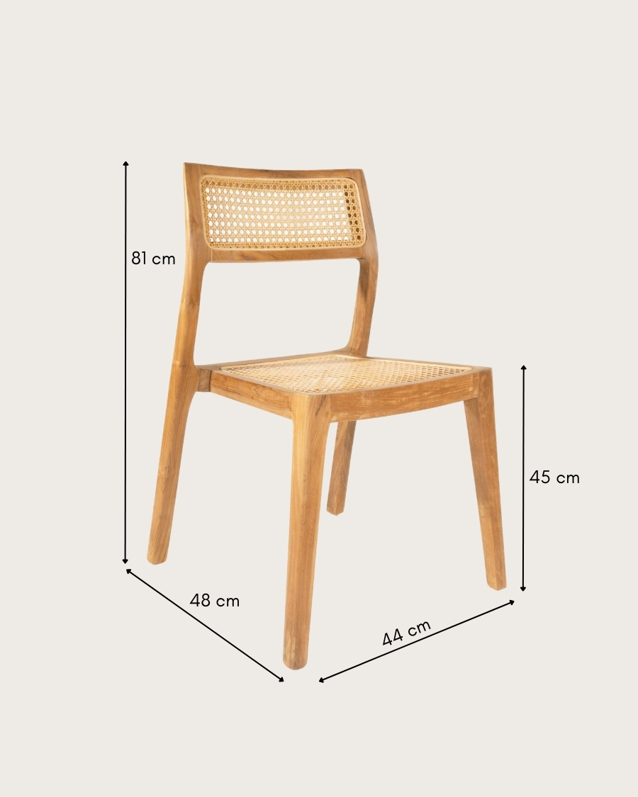 Canopée - 2er-Set Esszimmerstühle aus massivem Teakholz und Rattan