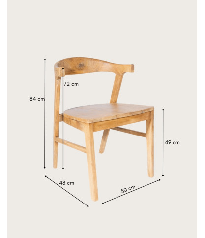 Aro - Lot de 2 Chaises de Salle à Manger en Bois Massif de Teck