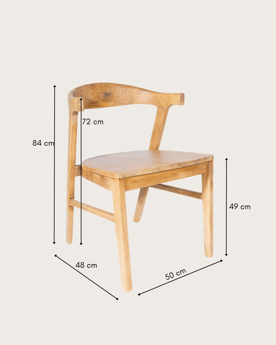 Aro - Lote de 2 Sillas de Comedor de Madera Maciza de Teca