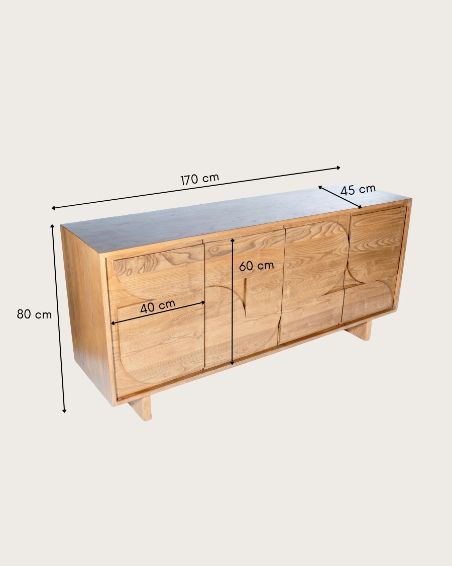 Dinda - 4-Door Buffet in Solid Teak
