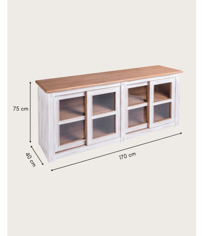 Oxford White - Laag wit dressoir van massief hout