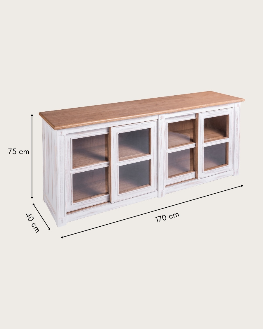 Oxford White - Laag wit dressoir van massief hout