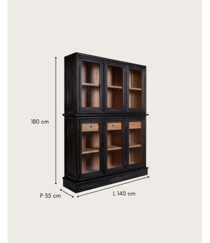 Chelsea - Black Solid Mindi Wood Bookcase