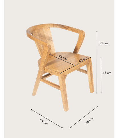 Orbe - Set of 2 Solid Teak Wood Dining Chairs