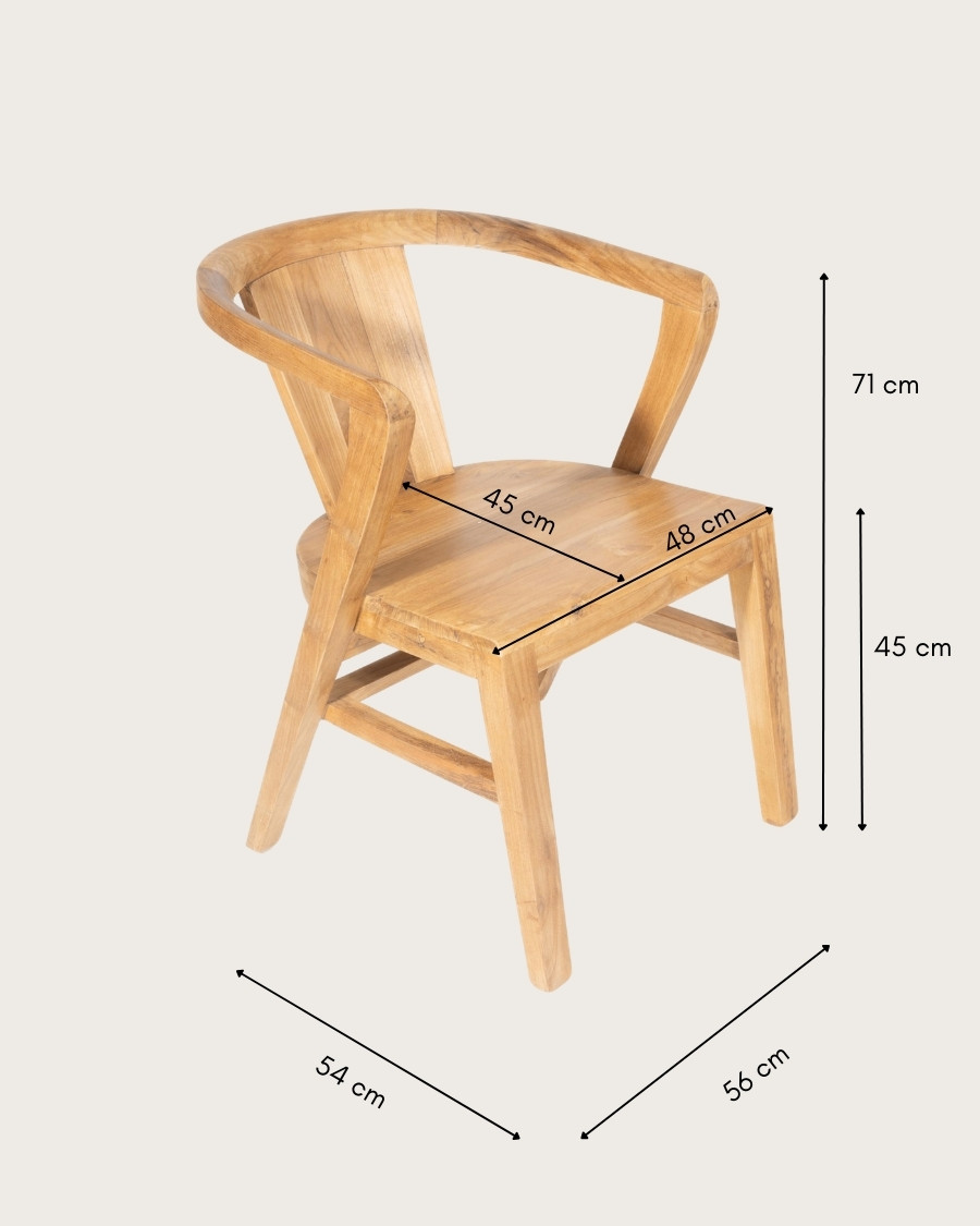 Orbe - Set van 2 massief teakhouten eetkamerstoelen