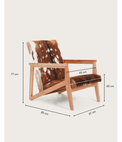 Cow Boy - Teak and goatskin armchair