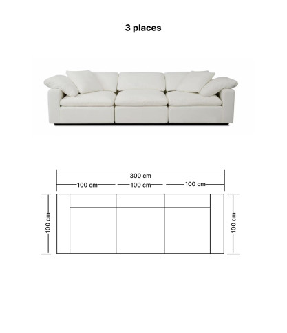 Cloud - 3 Sitzer Sofa aus weißem Leinen