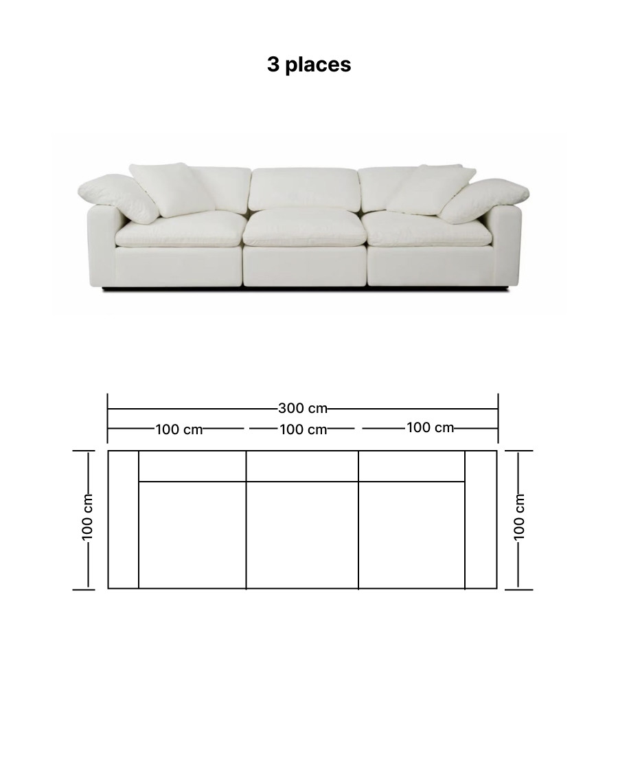 Cloud - 3-seater sofa in white linen