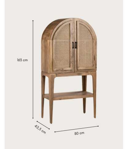 Wine cabinet - Mueble bar de madera maciza de mango con rejilla natural