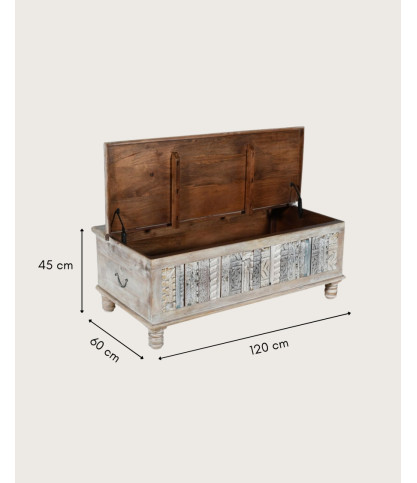 Viva - Carved solid wood chest 120 cm