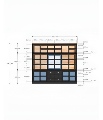 London - Grande bibliothèque noire et naturelle en Mindy massif
