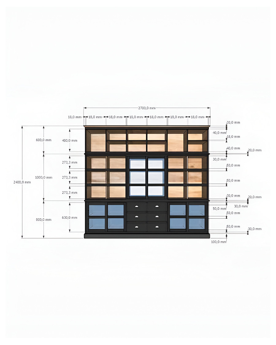 London - Gran librería negra y natural en Mindy macizo