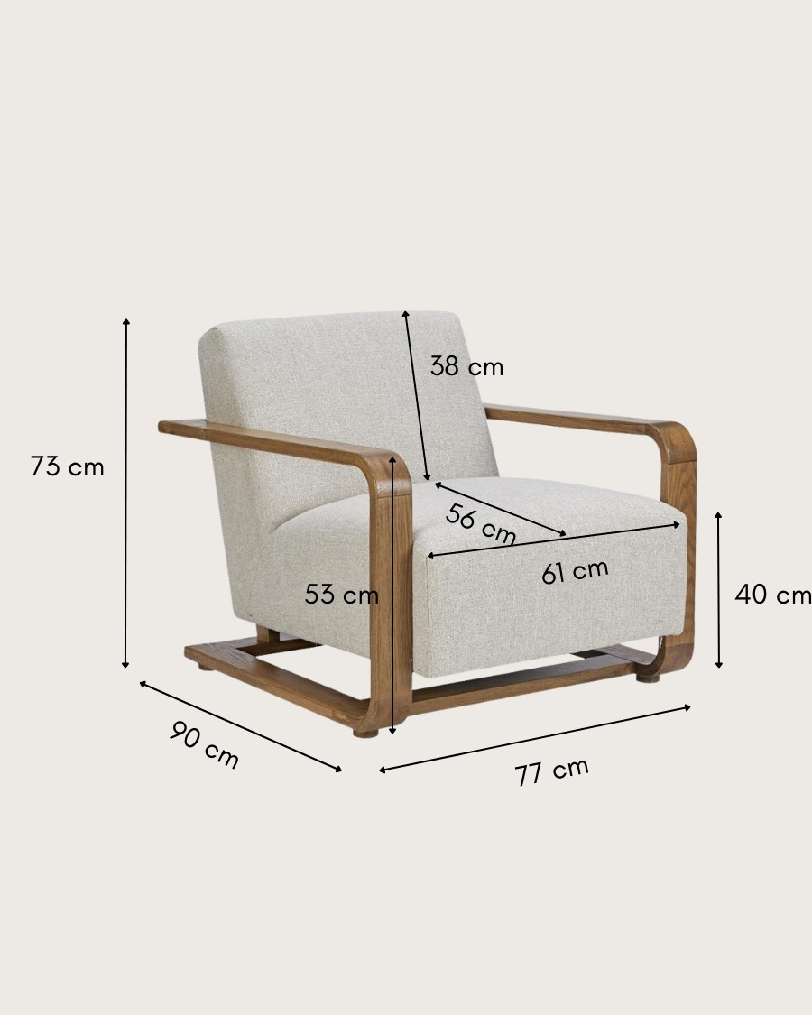 Rima - Fauteuil van massief eikenhout en linnen