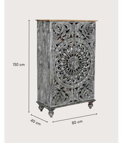 Lotus-Petits armoire ceruse in solid mango wood
