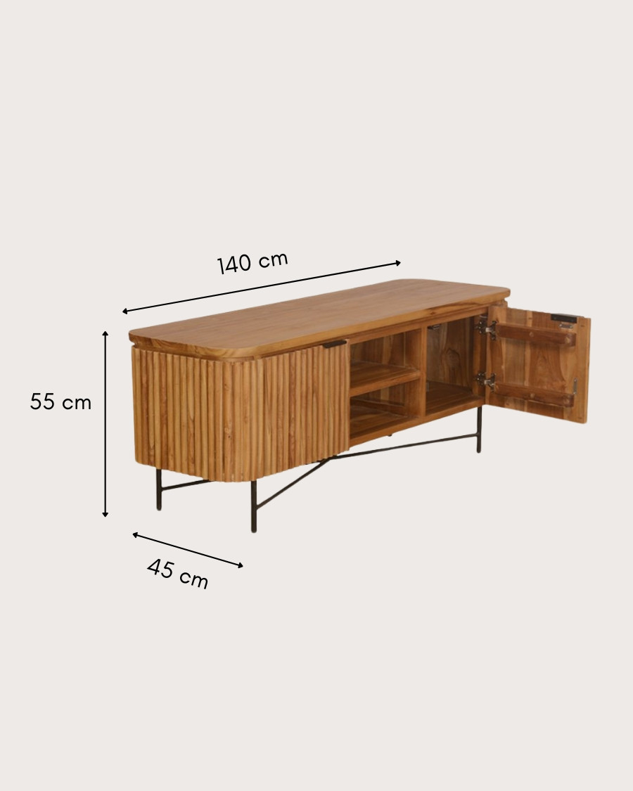 Opéra - Meuble tv rétro en teck massif recyclé 140 cm