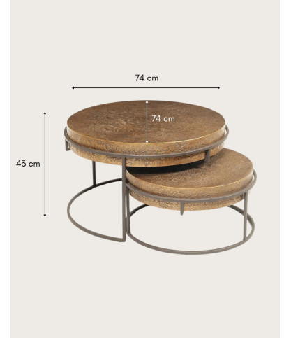 Marrakech - Round nesting coffee table in gold metal