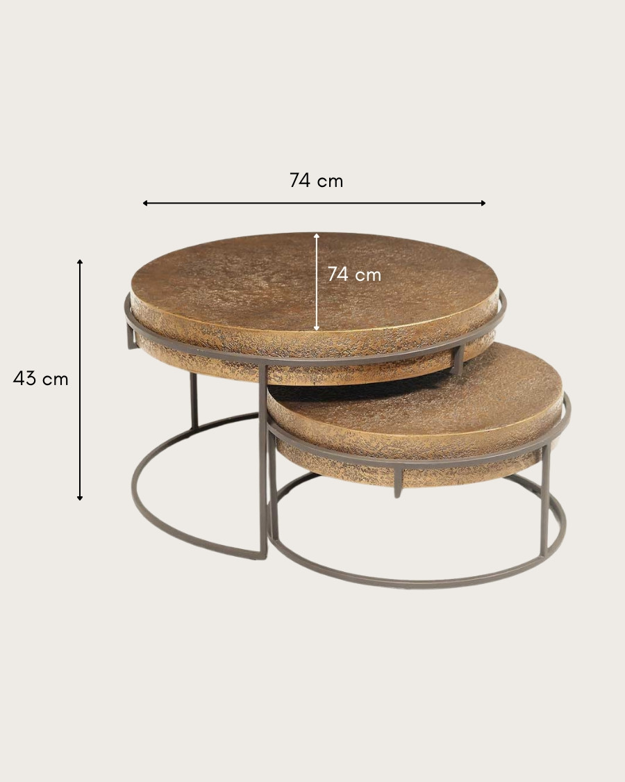 Marrakech - Round nesting coffee table in gold metal