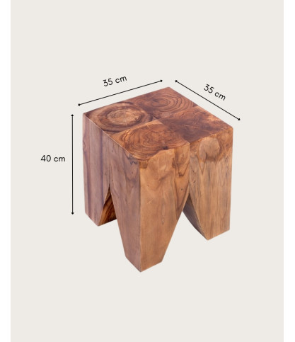 Moku - Tabouret en bois de teck massif