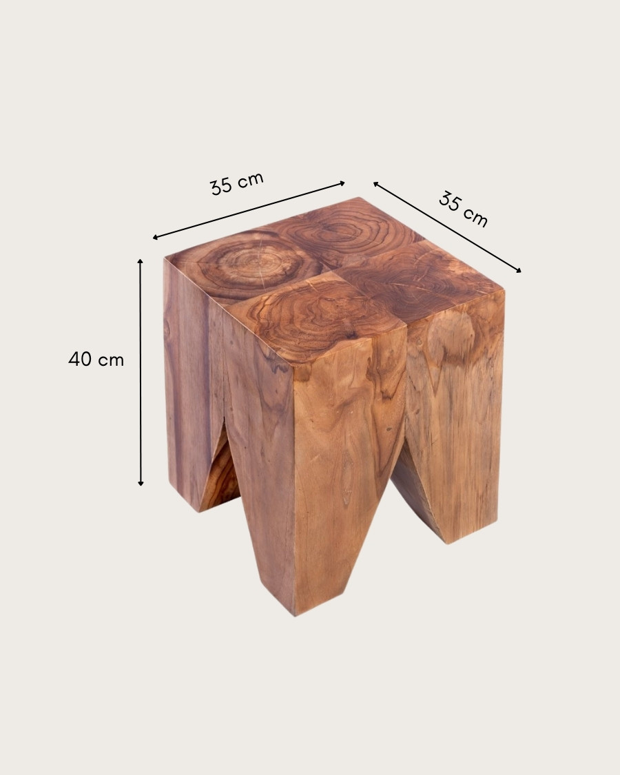 Moku - Tabouret en bois de teck massif