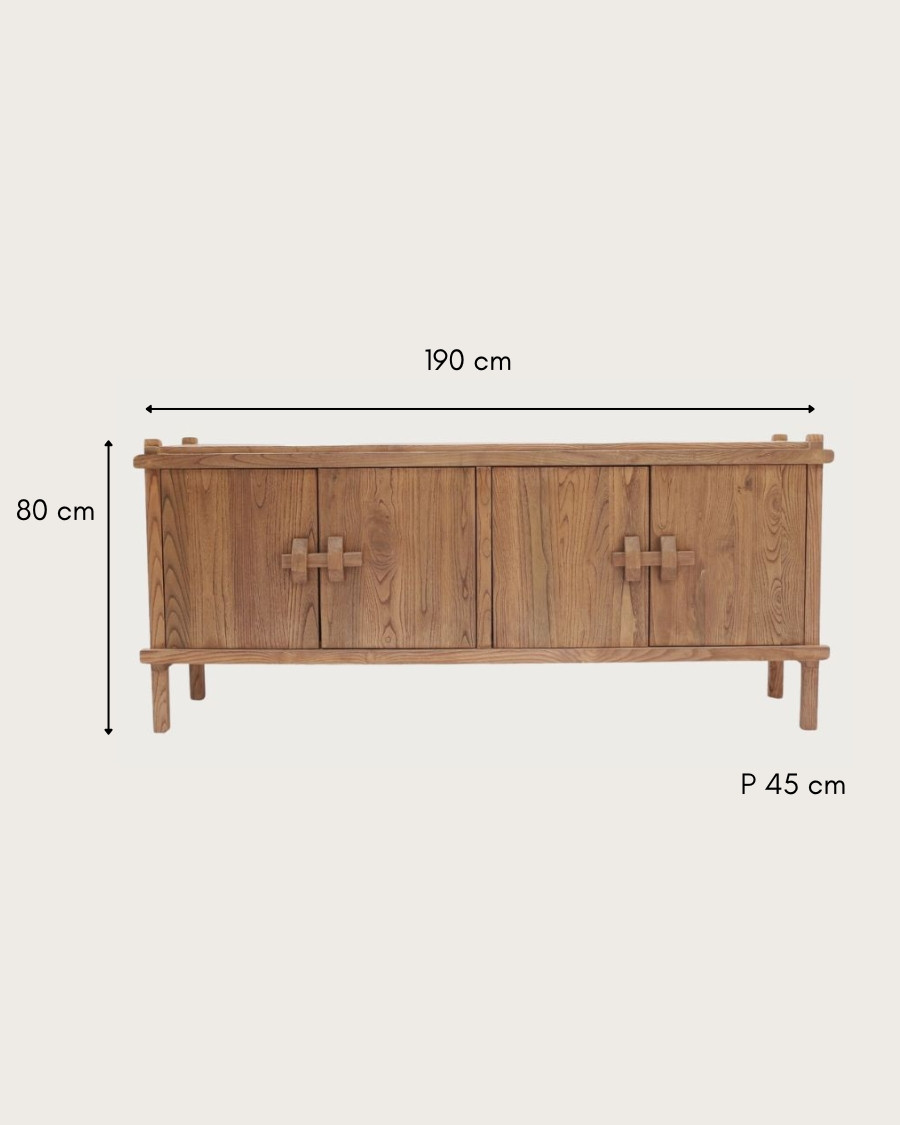 NARA- Buffet bas en bois massif de teck 190 cm - Style asiatique