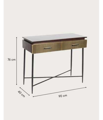 Moon - Mesa consola con acabado en latón envejecido, 90 cm