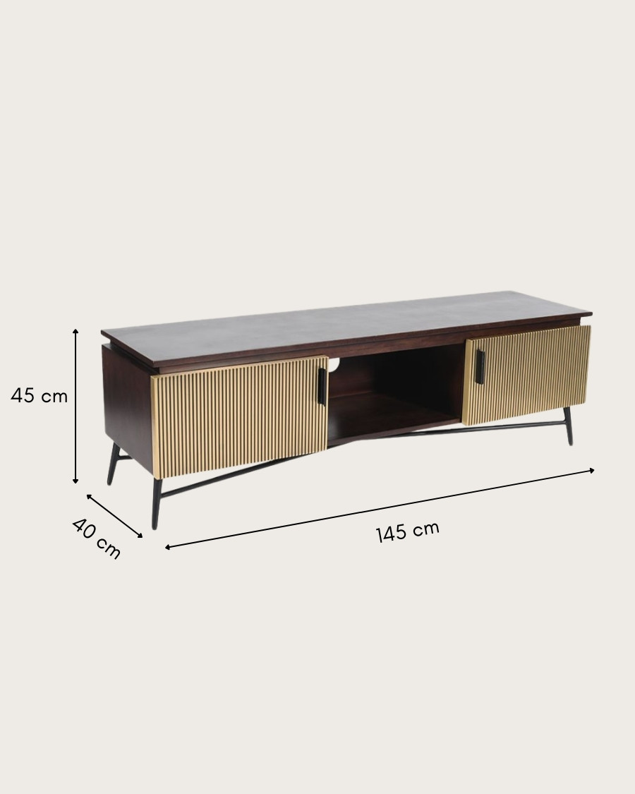 Moon - Mobile porta TV con finitura in ottone anticato, 145 cm
