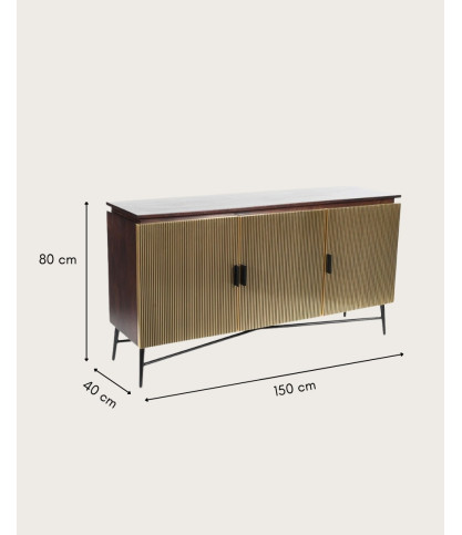 Moon - Grande credenza con finitura in ottone anticato, 150 cm