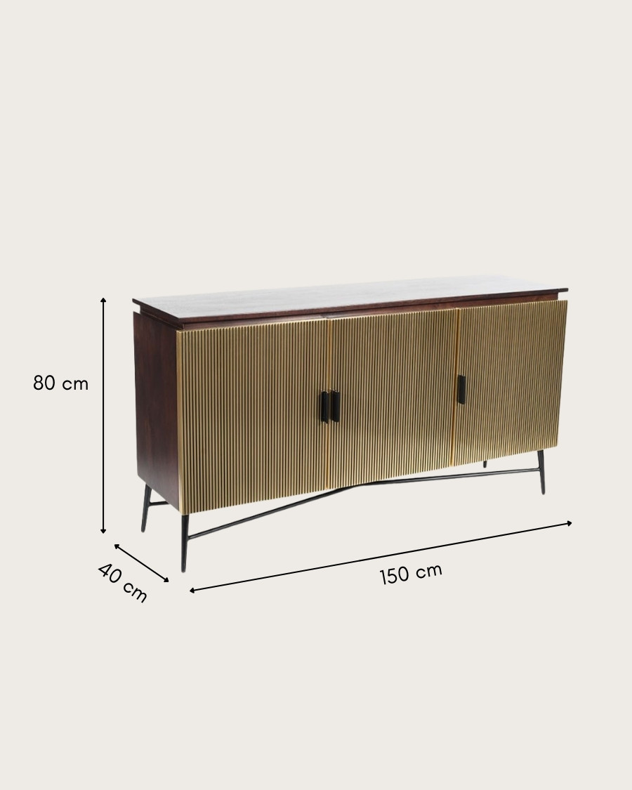 Moon- Large sideboard in antique brass finish 150 cm