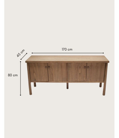 Yara – Sideboard aus massivem Teakholz, 170 cm