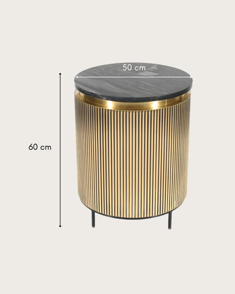 Glory - Side table with aged brass finish and black marble top
