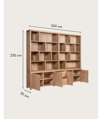 Orlya -  Grande Bibliothèque en bois massif de mindi