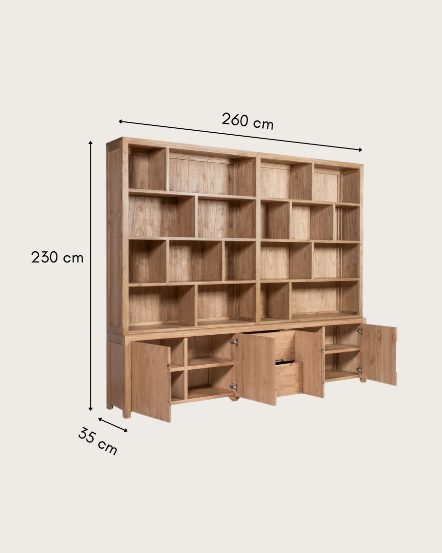 Atlas -  Grande Bibliothèque en bois massif de mindi