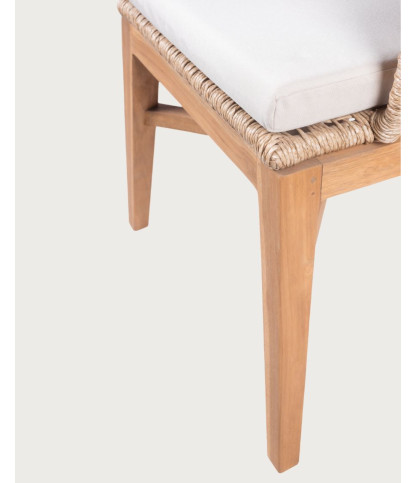 Maora - Set of 2 teak and Viro braided rope garden chairs with cushion