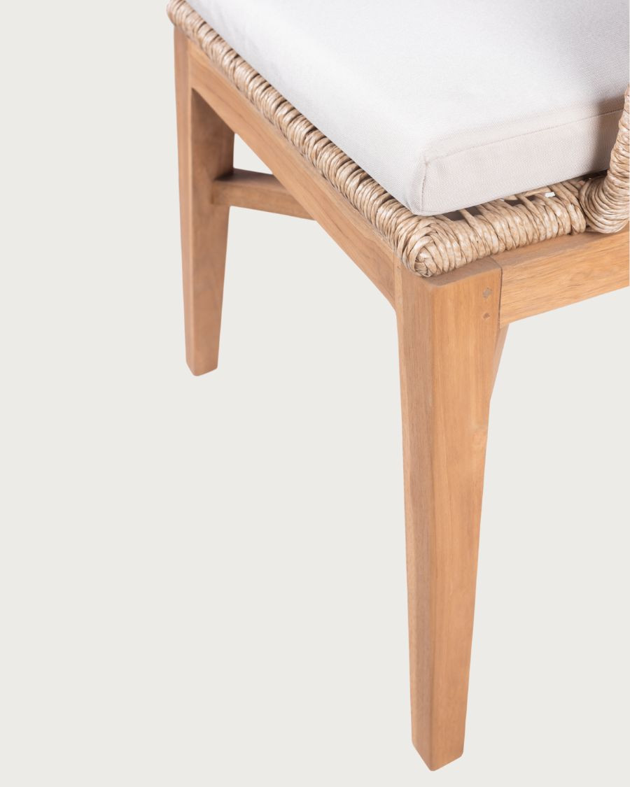 Maora - Set of 2 teak and Viro braided rope garden chairs with cushion