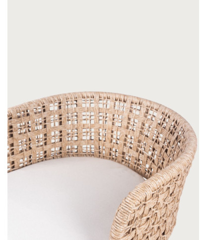Maora - Set di 2 sedie da giardino in teak e corda intrecciata Viro con cuscino