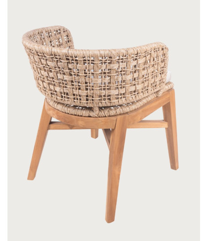 Maora - Set di 2 sedie da giardino in teak e corda intrecciata Viro con cuscino