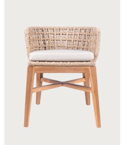 Maora - Set of 2 Teak and Woven Viro Rope Garden Chairs