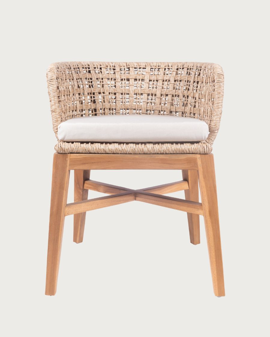 Maora - Set of 2 Teak and Woven Viro Rope Garden Chairs