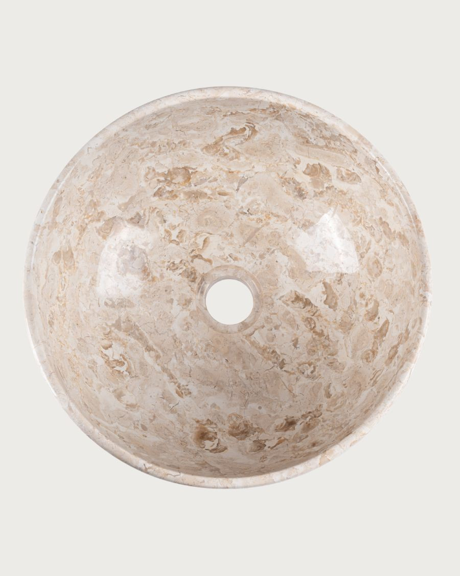 Auro - Round Countertop Basin in Natural Marble