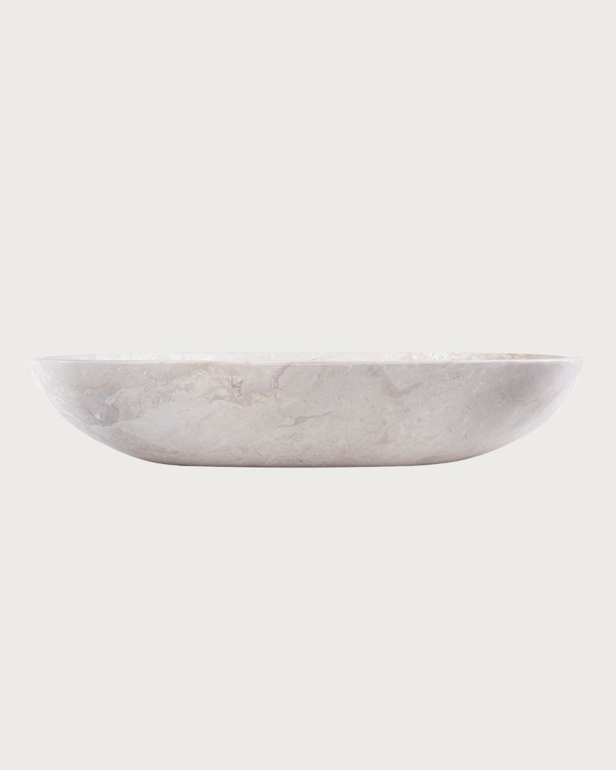 Nacre - Oval countertop washbasin in cream-colored marble